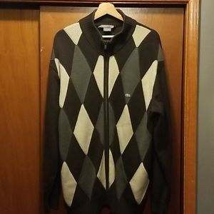 Wool Argyle zip up sweater